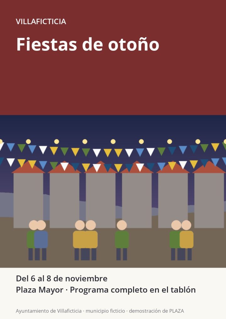 Cartel de las fiestas de otoño de Villaficticia, del 6 al 8 de noviembre en la Plaza Mayor
