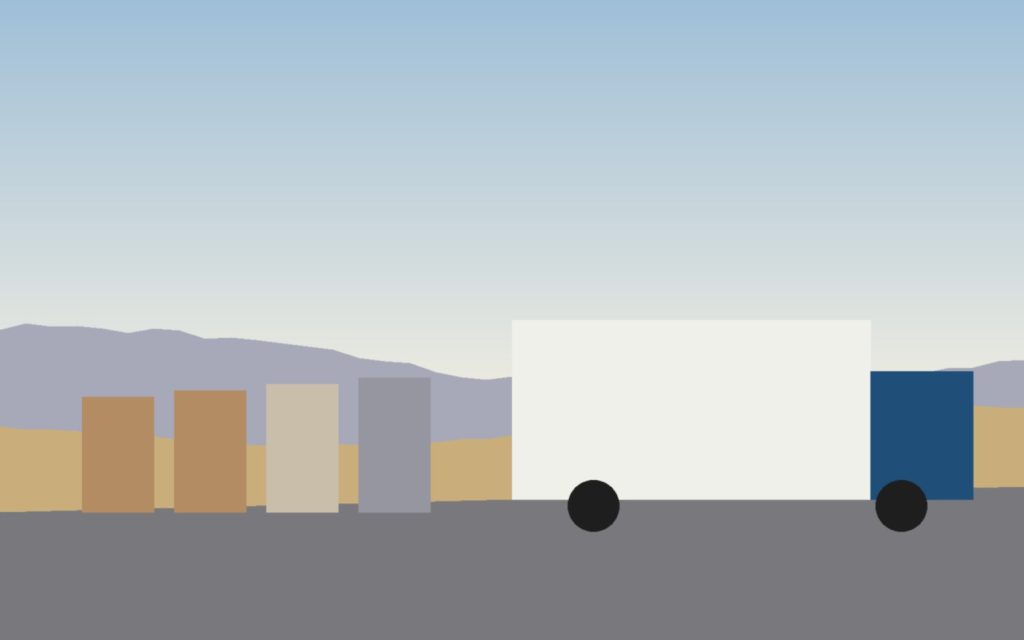 Ilustración de un camión municipal junto a muebles y cajas preparados para su recogida